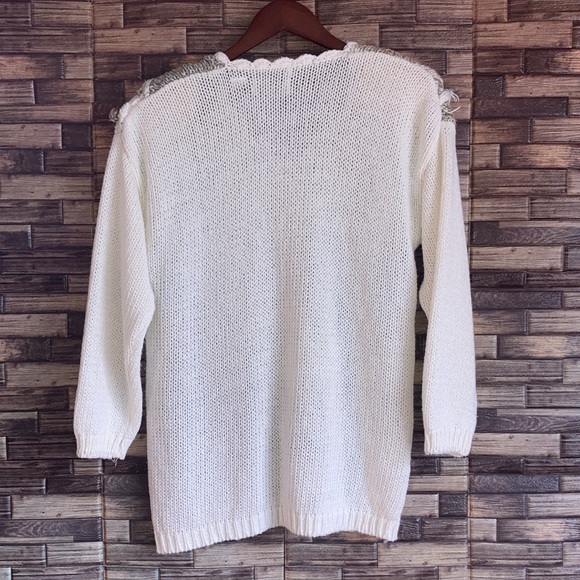 Women’s 80’s Vintage Hand Knit Large Shenanigans Ramie/Acrylic Sweater - Picture 3 of 12